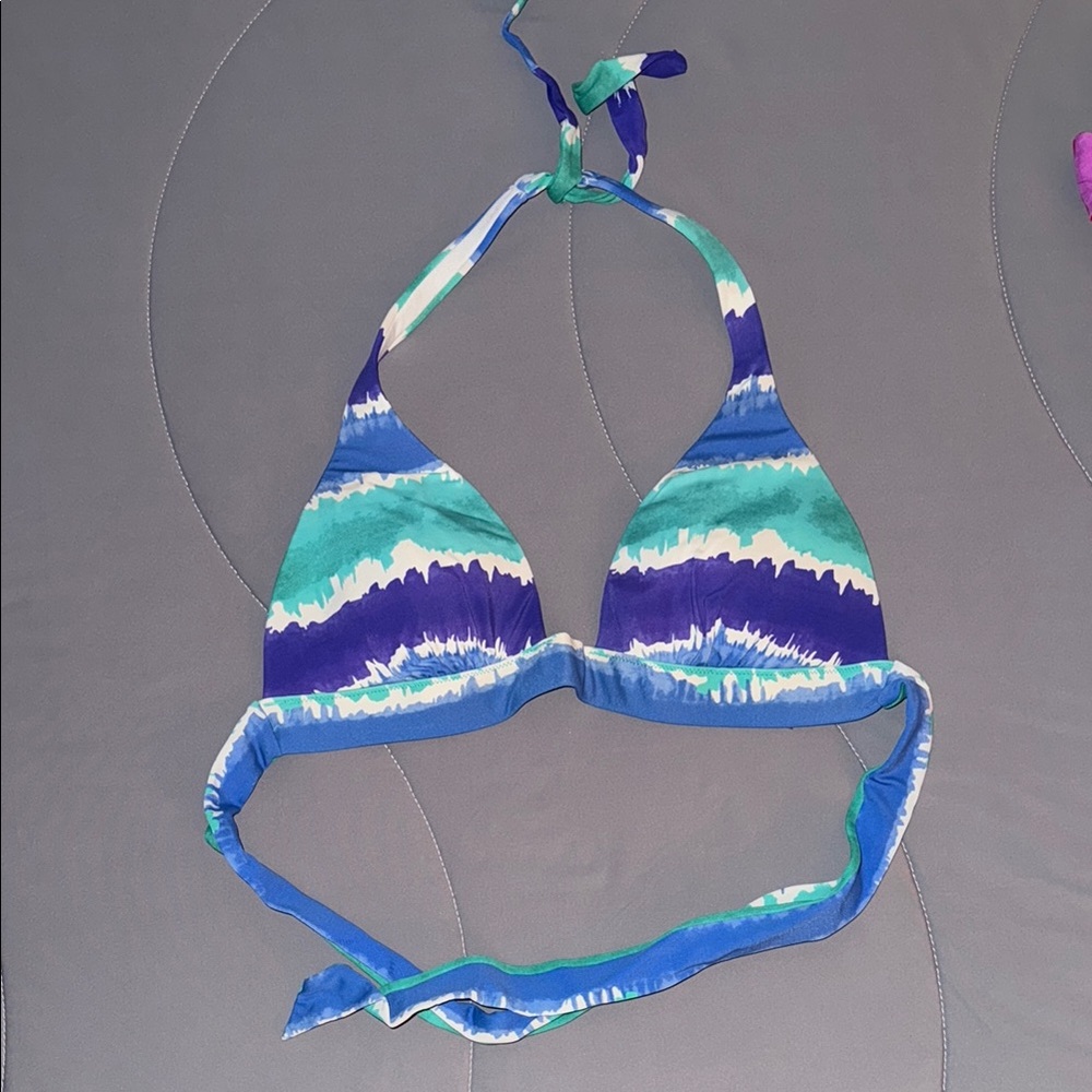 Vibrant Blue and Green Push Up Bikini Top